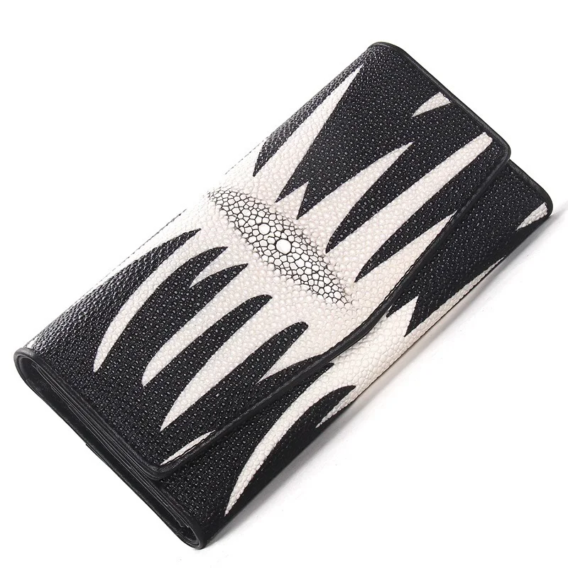 Hot! Brand Women Leather Wallets PearlFish Skin Long Wallet Ladies Leather Credit Card Red Clutch Wallet Female Phone Purses