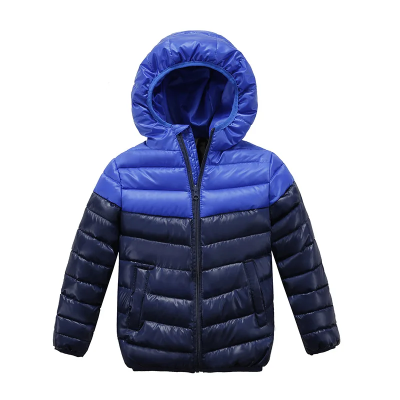 Куртка и пальто для маленьких мальчиков новая зимняя модная верхняя одежда с капюшоном детские куртки, одежда теплое пальто От 3 до 10 лет зимние куртки и пальто для детей - Цвет: Синий