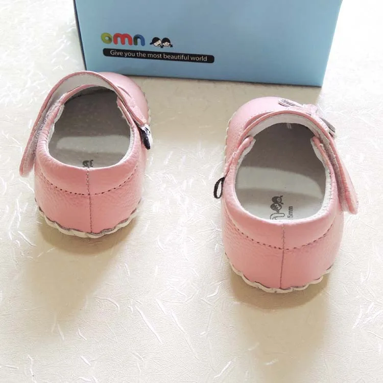 OMN/качественные туфли из натуральной кожи для маленьких девочек; обувь с мягкой подошвой для малышей; обувь для малышей; розовые кожаные туфли принцессы с закрытым носком