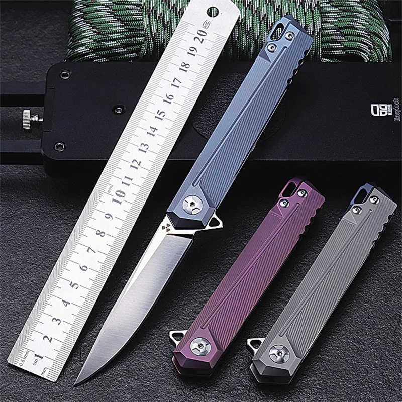 Дешевый Новинка 2018 года; Бесплатная доставка; S35VN Сталь Открытый выживания Отдых на природе фиксированной складной Ножи Титан сплав тактические охо...
