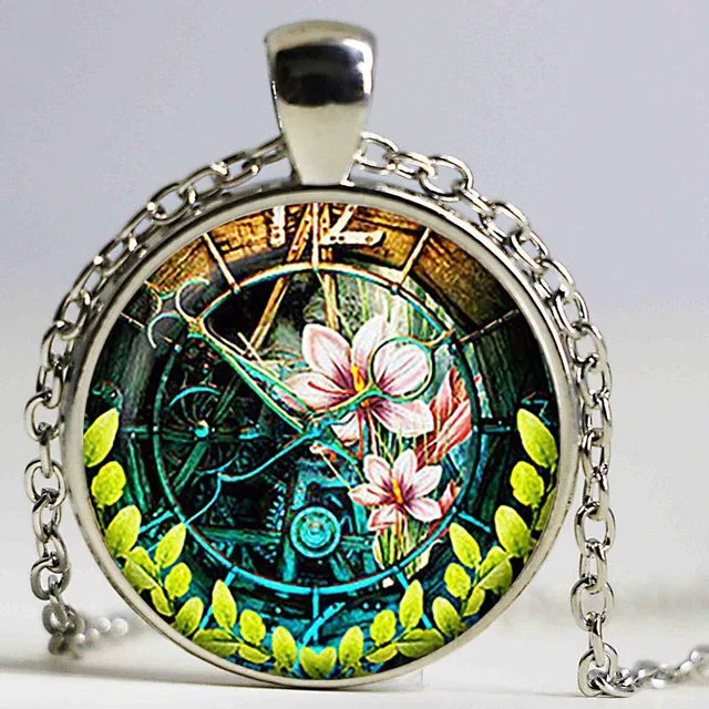 Steampunk Clock Pendant Watch Necklace Art Steampunk Clock Pendant Watch Necklace Art Retro Jewelry Birthday Gift
