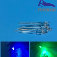 1000 шт. 3 мм светодиодный двухцветный синий и зеленый общий анод Круглый прозрачный 20мА светодиодный светильник светодиод Би Цвет синий/зеленый 3 в