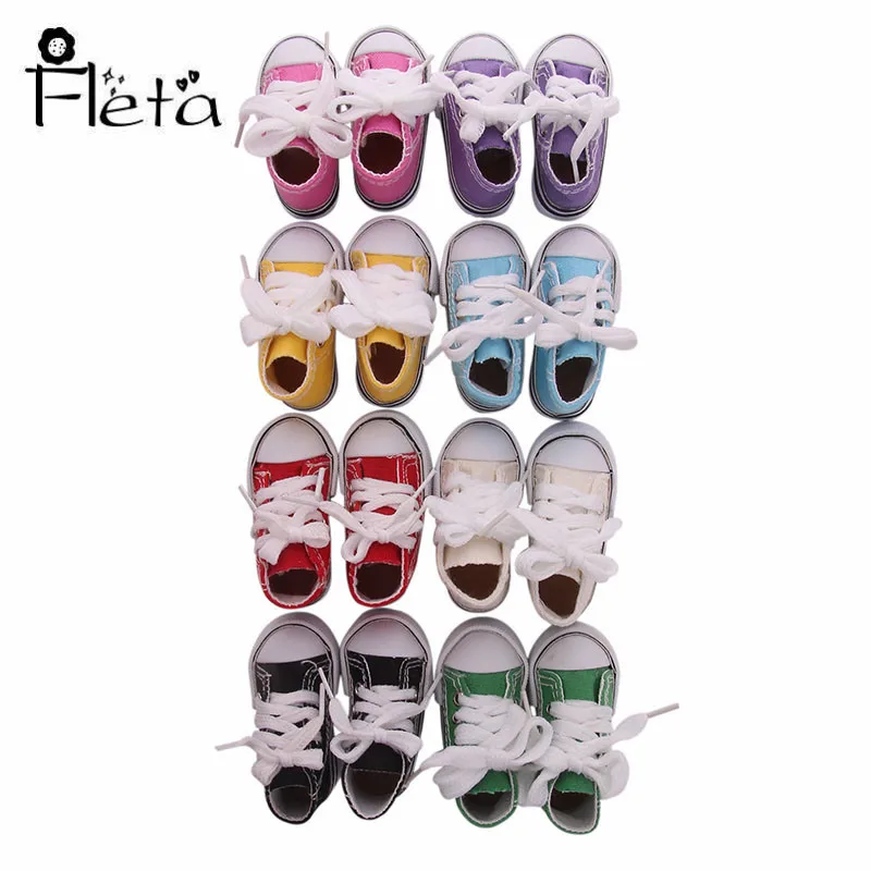 Doll Shoes 7.5 cm Fashion Canvas Shoes For 18 Inch American&43 Cm Born Baby Generation Girl's Russian DIY Toy Gift