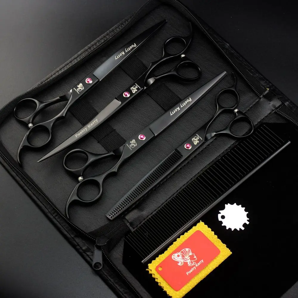 

Poetry Kerry Professional Pet Grooming Scissors Set 7.0 8.0 Inch Dog Grooming Shears Hair Cutting Thinning Curved Scissors M
