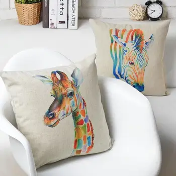 

creative Watercolor animals The Deer Pillow Cushion Linen Pillow Car home decorate sofa cushions