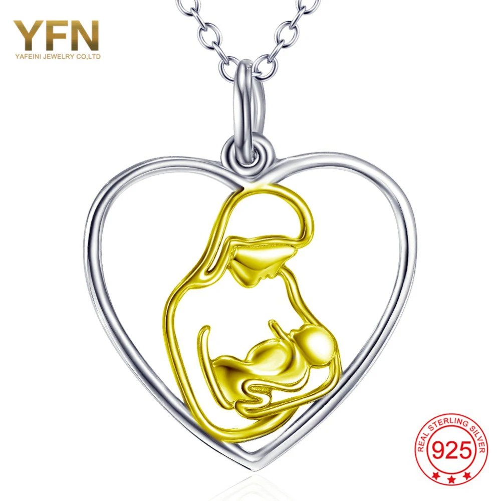YAFEINI 925 Sterling Silver Jewelry The Womanly Art Of Breastfeeding Show For Mother Love Necklace GNX11958