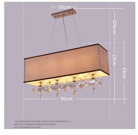 Современные продолговатые кристаллы для столовой комнаты подвесной светильник роскошный серый тканевый абажур Ресторан подвесной светильник Гостиная Подвесные Светильники