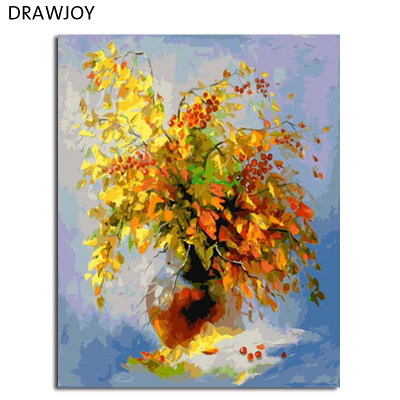 

DRAWJOY Framed Oil Paint DIY Painting By Numbers Painting&Calligraphy Coloring By Numbers Of Flower Home Decoration