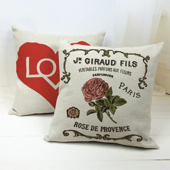 

Plant Flowers Paris Cushion Rose Word Pillows Chinese Traditional Living Room Decorations Throw Pillow Cover Square Cotton Blend