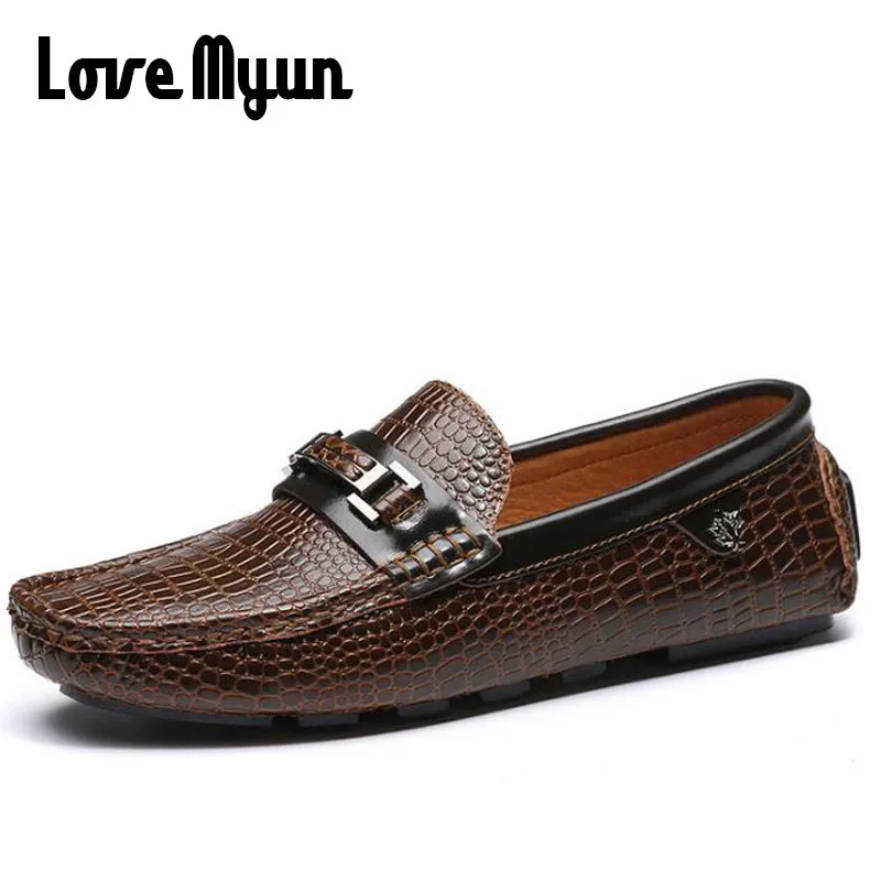 

Fashion Men Flats Handmade Crocodile Genuine Leather Men Shoes, Soft Leather Men Loafers Mocasines Hombre Driving shoes KK-27