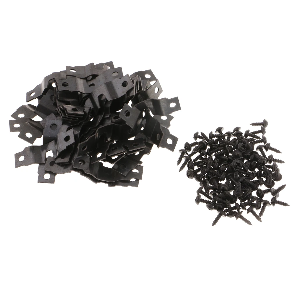 50Pcs Photo Frame Accessories Picture Frame Metal Hangers, Double Holes, with 100Pcs Nails, Assorted Colors
