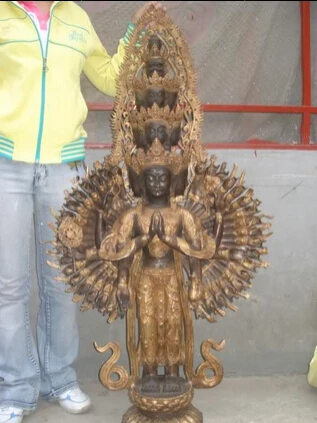 

JP S0524 51"Tibet Tibetan Buddhism Bronze Gilt 1000-Arms Avalokiteshvara Goddess Statue D