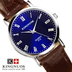 Relogio Masculino KINGNUOS мужские s часы лучший бренд класса люкс кварцевые наручные часы мужские из натуральной кожи деловые водонепроницаемые