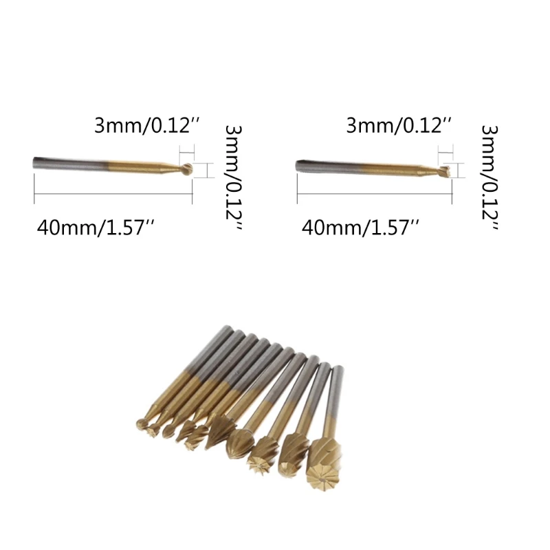10 шт 1/8 дюймов хвостовик фрезерного ротационный напильник с декоративными швами, бит Набор локаторов резьба по дереву рашпили Dls HOmeful