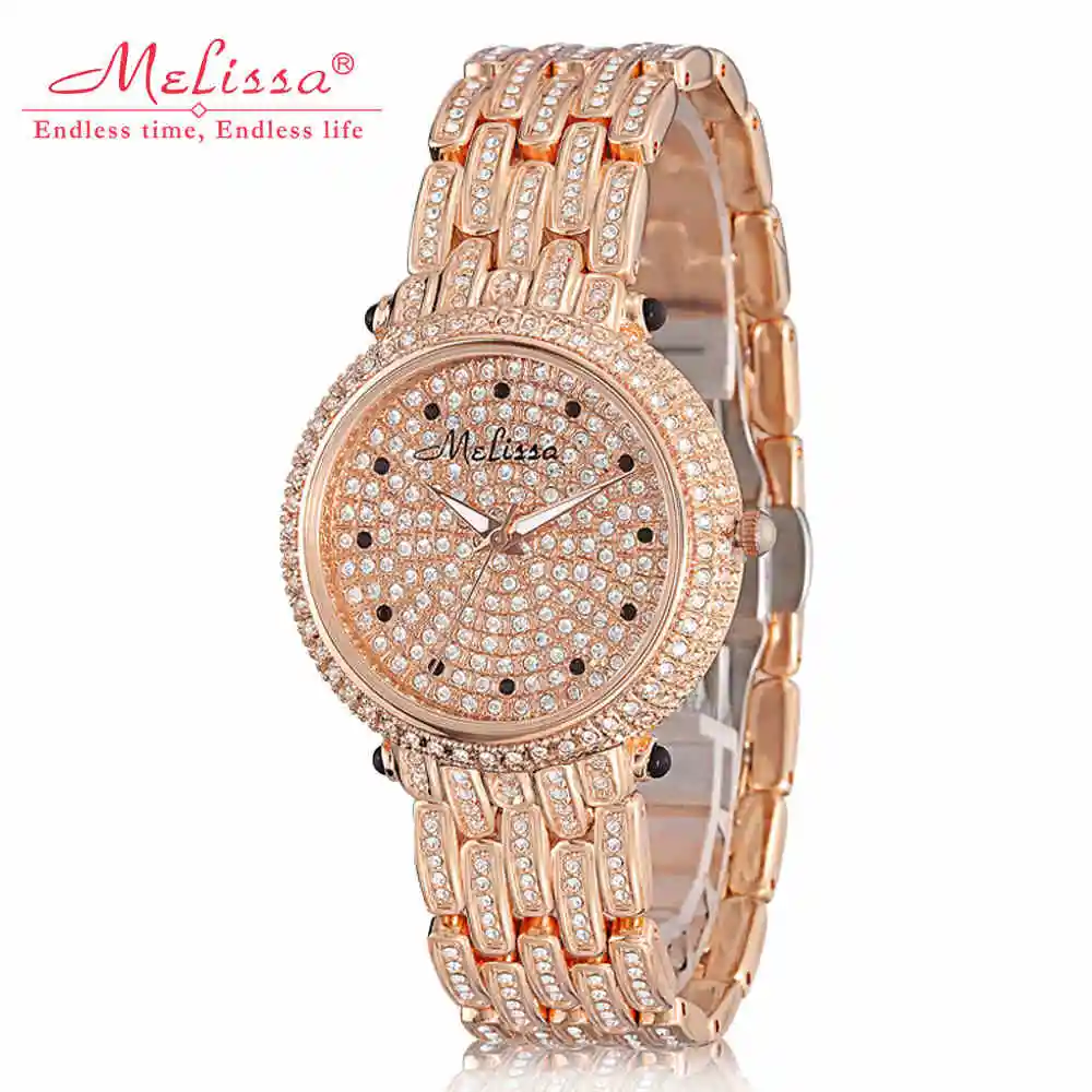 

Melissa Lady Women's Watch Japan Quartz Top Fashion Crystal Hour Bracelet Stainless Steel Luxury Brand Rhinestones Girl Gift Box