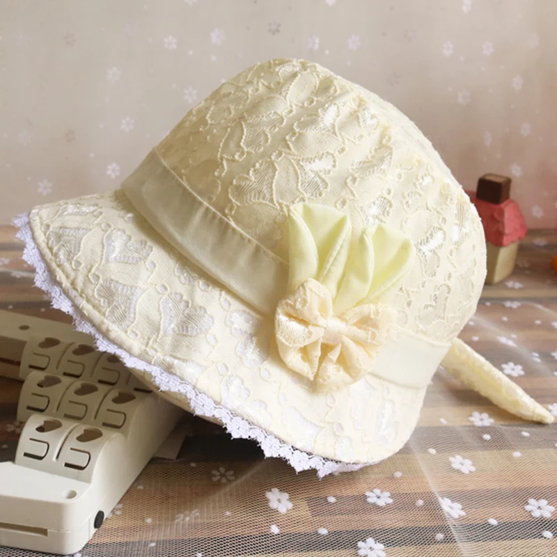 baby accessories basket Lace Flower Hollow Baby Cap Summer Cute Princess Baby Girl Hat With Bow Solid Color Infant Toddler Bucket Hat Baby Accessories luxury	