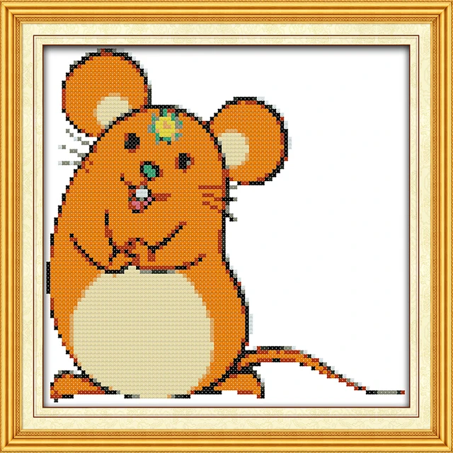 Joy Sunday Cartoon Animal Series Minin Printed Cross Stitch Kit 14CT 11CT  Counted Canvas Fabric Set