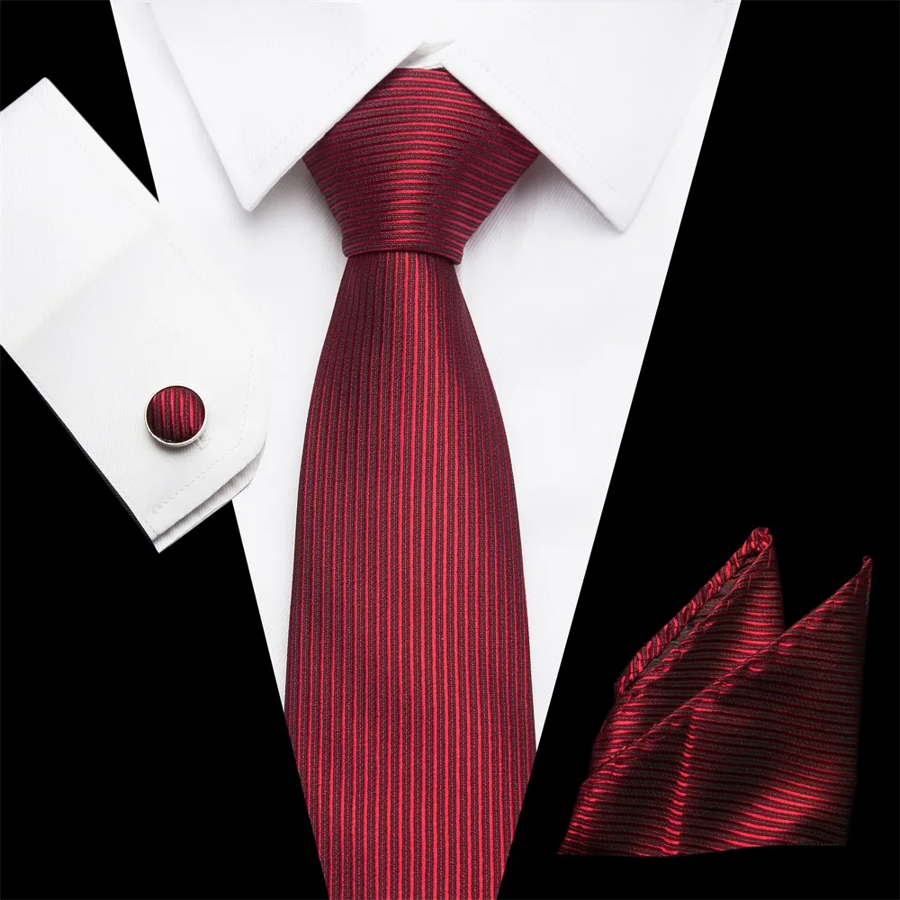 

Mens Silk Neckwear Casual Business 7.5cm Ties Hanky Cufflinks Sets Wedding Classic Solid Printed Ties Men suit accesories