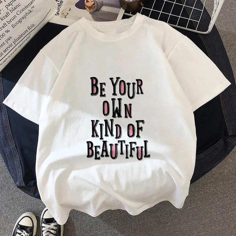 

Summer Tshirt positive letter Printed Thin Section Tops Female Clothing T shirt Women Harajuku White Short Sleeve T-shirt Femme