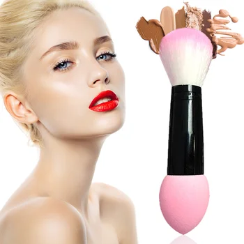 

2019 Women Professional Double Head Blusher Brush with Sponge Drop Powder Puff