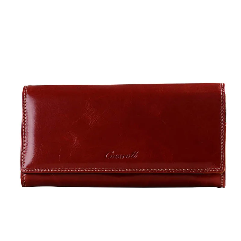 Роскошный брендовый женский кожаный кошелек, сумочка для денег, Дамский кошелек, Женский кошелек, волшебные Длинные кошельки - Цвет: Red