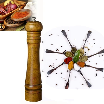 

Pop Salt And Pepper Grinder Hand Movement Oak Wood Pepper Mill With Ceramic Grinding Cord Kitchen cooking tools 5/8/10 inch