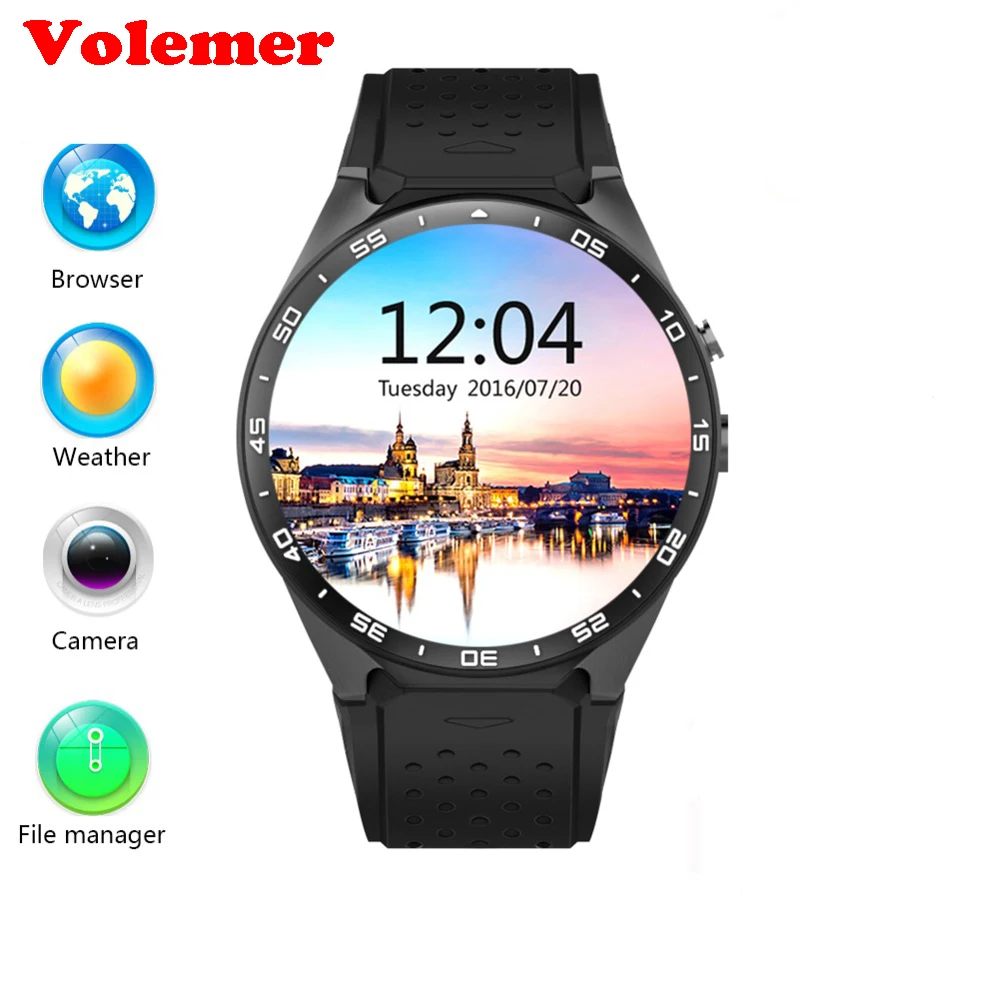 

Volemer KW88 Smart Watch 1.39 Inch MTK6580 Quad Core 1.3GHZ Android 5.1 3G Smart Watch 400mAh 2.0 Mega Pixel Heart Rate Monitor