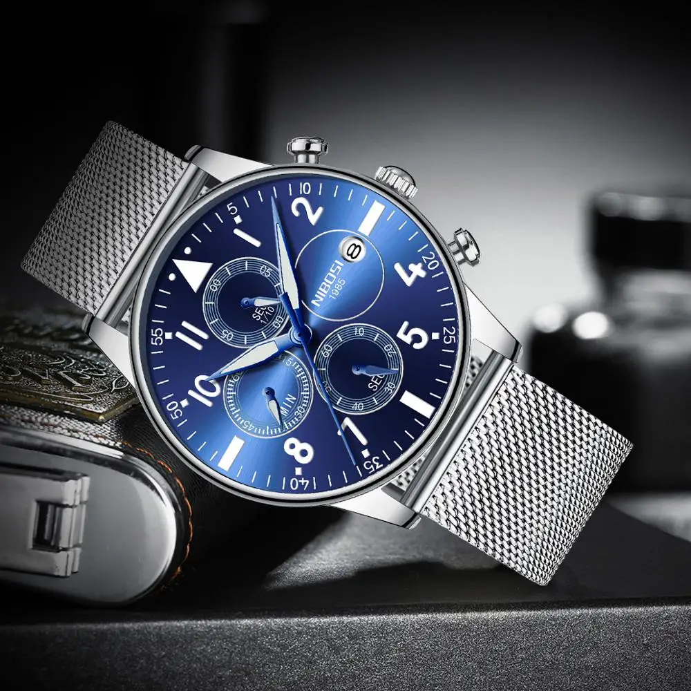 Часы наручные NIBOSI кварцевые наручные часы модный топ роскошные брендовые Для мужчин часы Бизнес человек Смотреть Тип Спорт Водонепроницаемый часы классический черный