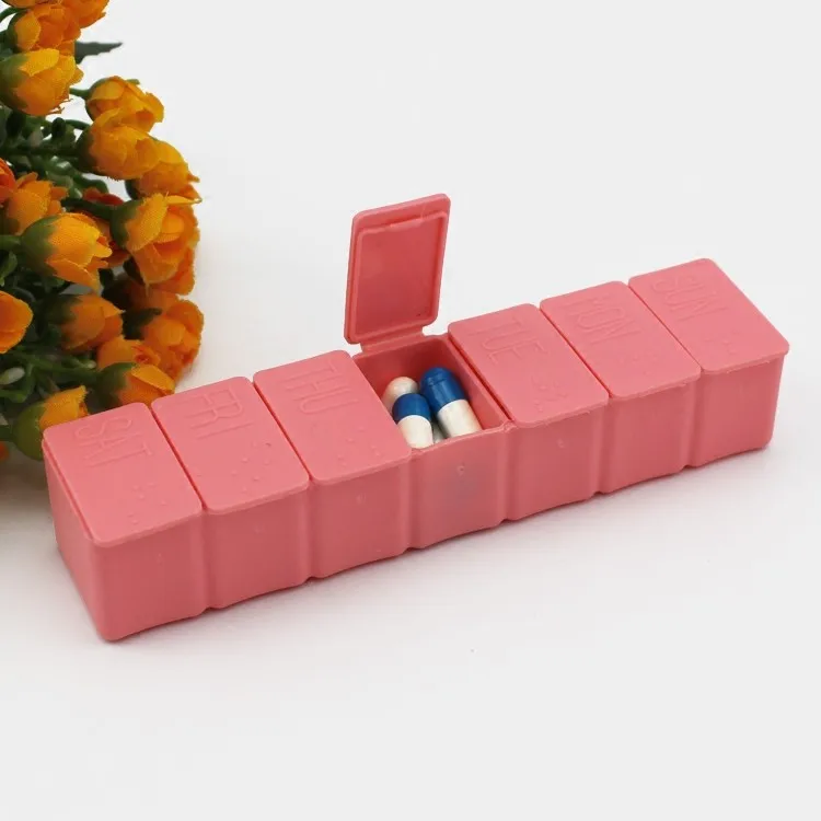 Длинные небольшой медицины Box одна неделя Портативный обманывают с Брайля КОМПЛЕКТ ПЕРВОЙ украшает статью получать случай Pill хранения