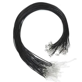 

LanLi 50pcs/100pcs Fashion black Wax Rope Chain Necklace Long Lobster Clasp DIY Jewelry Accessories
