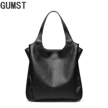 

GUMST Vintage Simple Women Genuine Leather Shoulder Bag Female Causal soft Litchi Tote High Quality Dames Candy colors Handbag