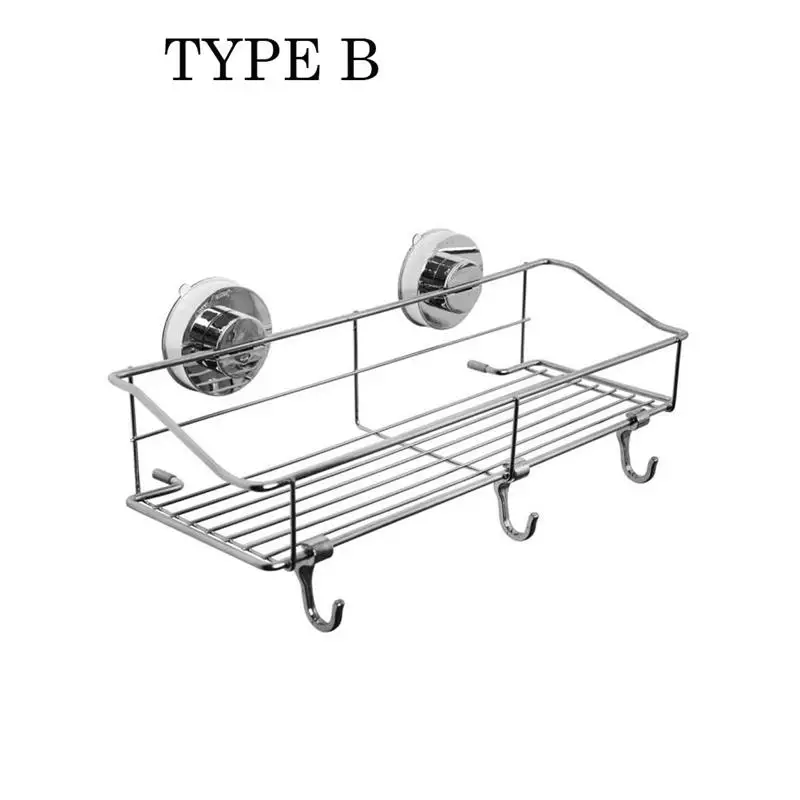Нержавеющая сталь раковина присоска Органайзер полка ванная комната настенный вакуумный присоска губки корзина для хранения кухонное мыло держатель для полотенец - Цвет: B