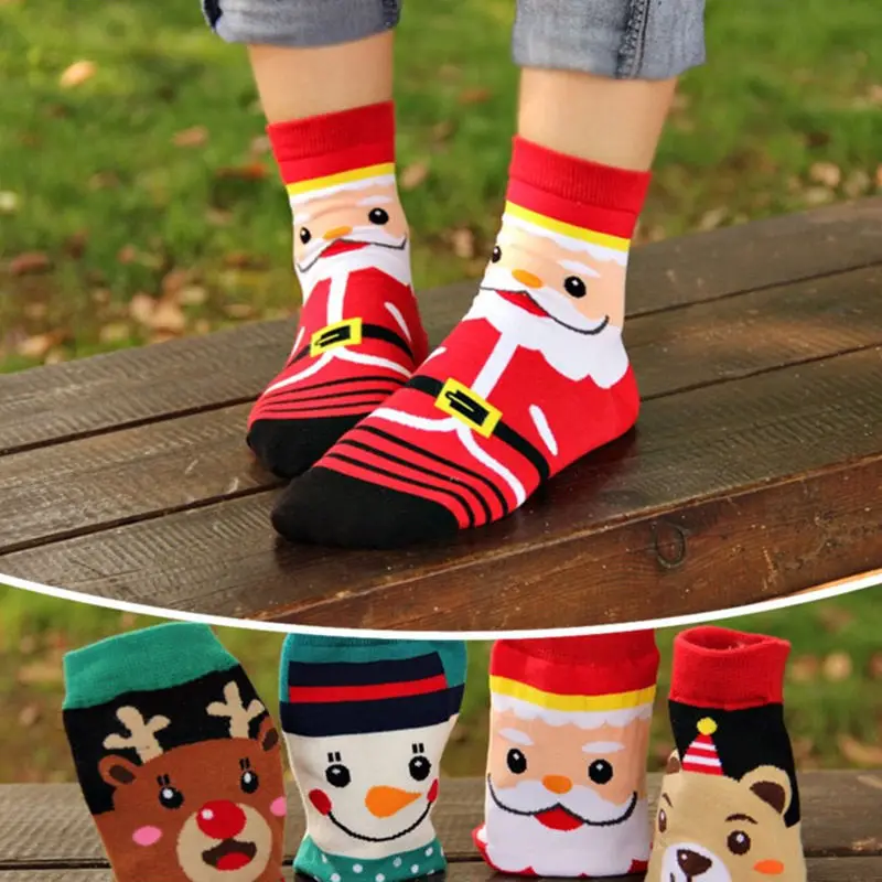 Men's Women's Santa Claus Cotton Socks Christmas Style Short Design Dress HE | Женская одежда