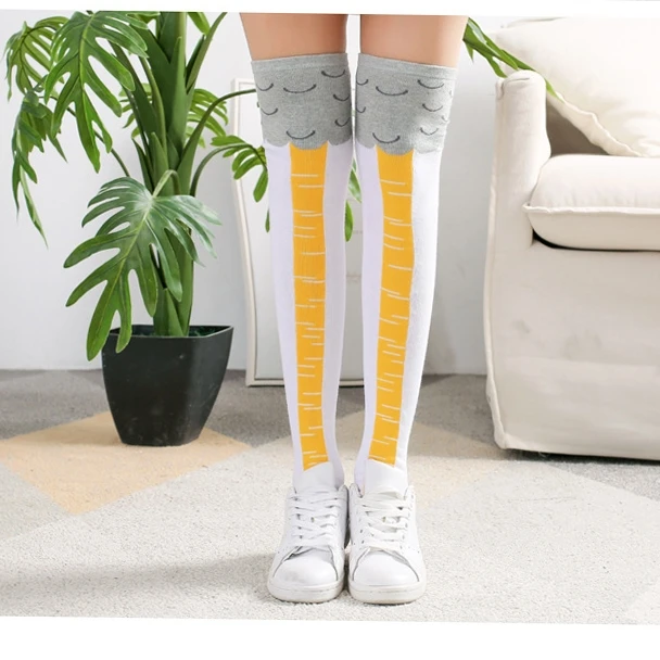

Creative Chicken Foot Stockings School Student Girls Women Fitness Gym Cycling Yoga Stocking Over The Knee Stockings Female