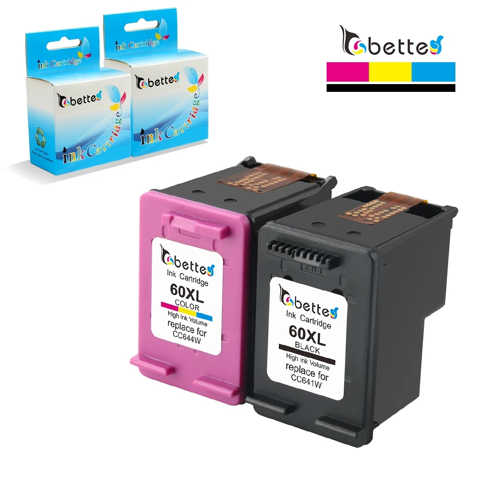 

2PK, BETTE Ink Cartridge Replacement for HP HP60 HP60XL 60XL CC641W CC644W Deskjet D2545 2500 D2560 2600 D2660 2600 D2680
