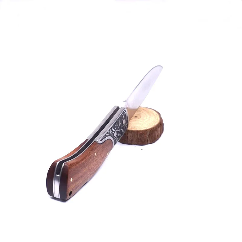Складной нож Карманный для выживания кемпинга Тактические Ножи EDC Деревянная Ручка 56HRC БОЕВОЙ ОХОТНИЧИЙ НОЖ многофункциональные инструменты