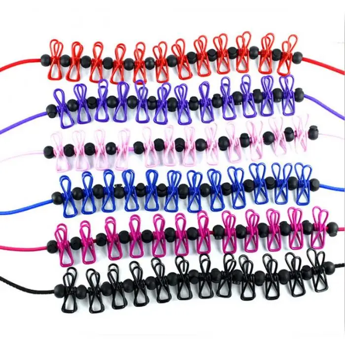 Бельевая веревка с зажимами ветрозащитный нескользящий эластичный выдвижной для наружного кемпинга P7Ding