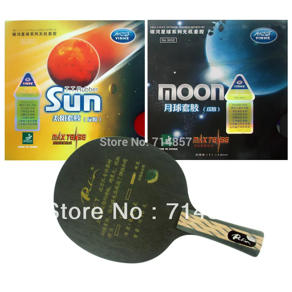 

Palio TCT Table Tennis Blade with Galaxy Sun Factory Tuned and Yinhe Moon Factory Tuned Rubber sponge Shakehand Long Handle FL