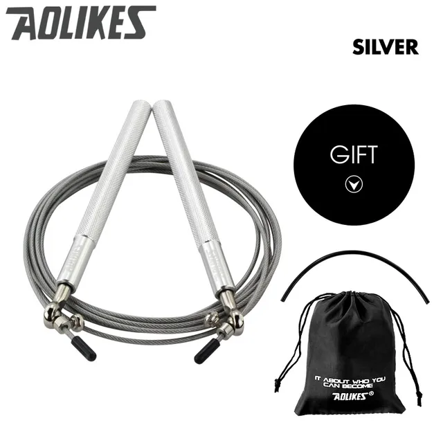 Crossfit Speed Jump Rope Professional Skipping Rope For MMA Boxing Fitness Skip Workout Training With Carrying Bag Spare Cable silver3202