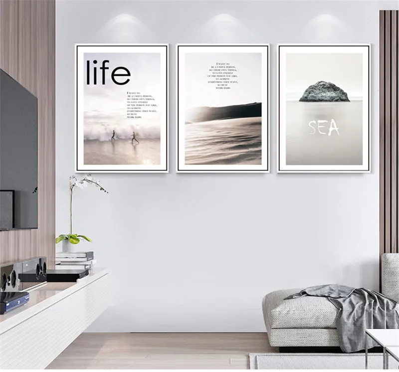 Sea Wall Art Nordic Poster Life Pictures For Living Room Scenery Beach Canvas Painting Picture Quotes Prints Home Decor Unframed
