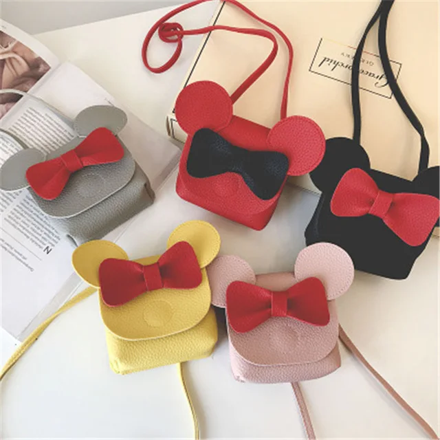 

Disney Mickey Mouse cartoon children Shoulder bag girl gift messenger bag travel Purse coin kid package cosmetic bow storage