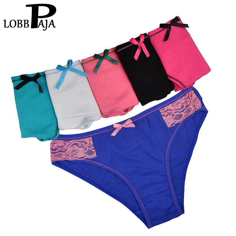 LOBBPAJA Lot 5 pcs Woman Underwear Women Panties Cotton Low Rise Sexy Lace Ladies Briefs