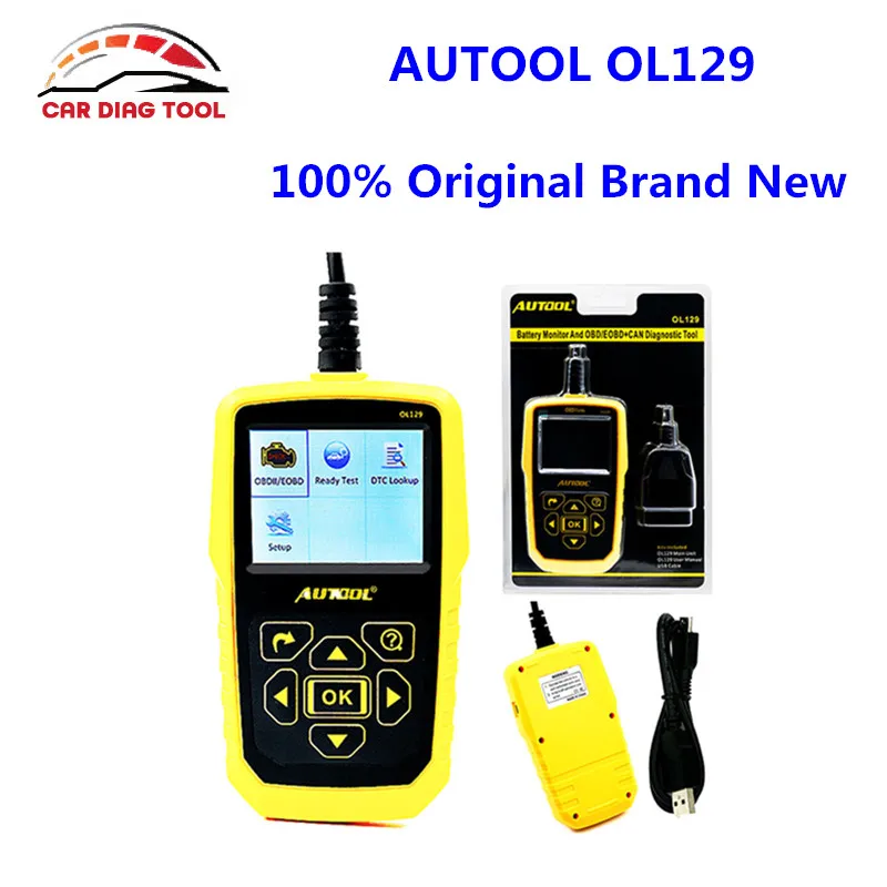Free Ship Original AUTOOL OL129 Battery Monitor And OBD/EOBD Code Reader Auto Engine Diagnostic