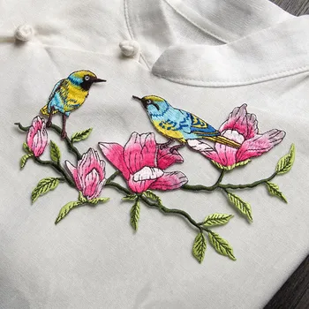 

Maxsin 2018 new Fashion flowers and birds computer embroidery iron-on patch cheongsam jacket DIY accessories clothes sticker