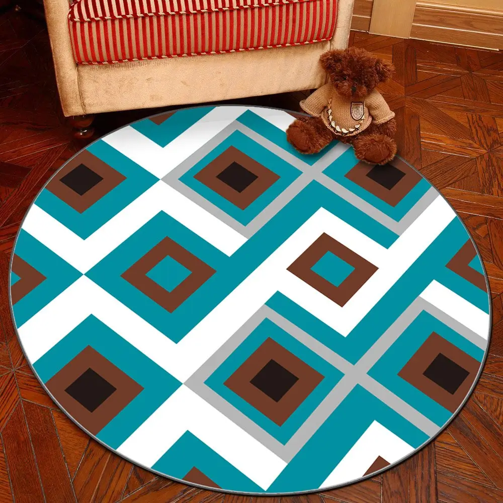Европейский геометрический круглый ковер для гостиной, детской спальни, коврики и ковры, компьютерный стул, напольный коврик, ковровое покрытие для раздевалки - Цвет: 2