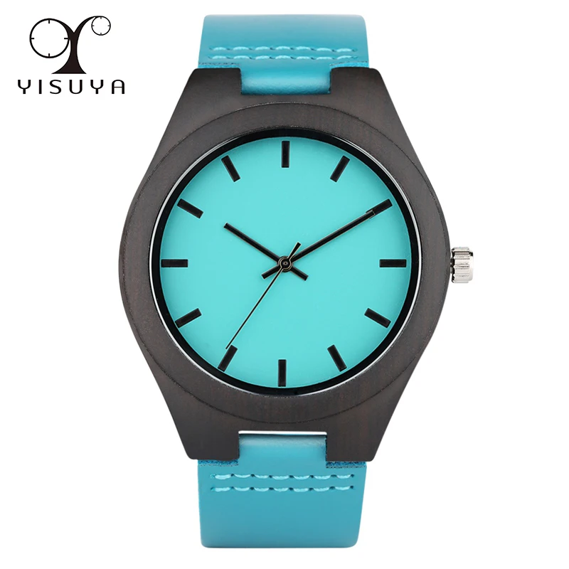 Tiffanyblue Mens Quartz Wood Watches Analog Fashion Sport Wristwatch