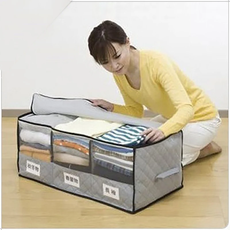 Bamboo Charcoal Storage Organizer with Window classification finishing