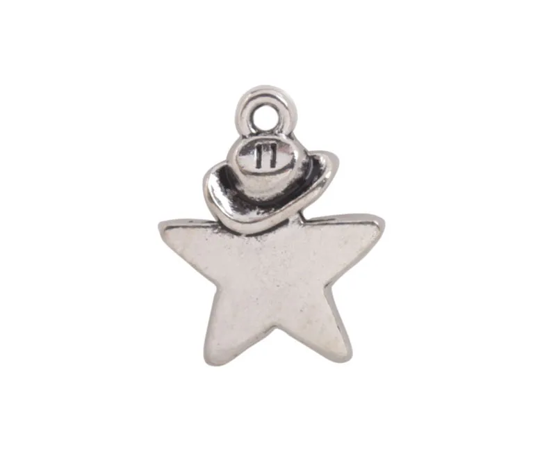 

40 шт. антикварных серебряных шармов в виде шапки «Mr. Star» #92264