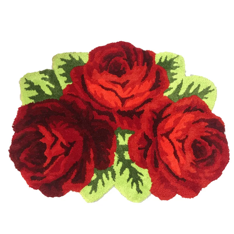 Красный розовый ковер для гостиной/спальни/ванной комнаты/свадьбы мягкий мохнатый плюшевый моющийся абсорбент микроволоконный коврик для ванной - Цвет: Three Roses