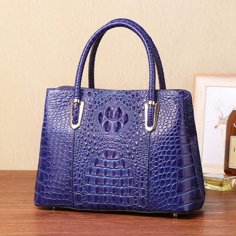 

2018 Women Genuine Leather Handbags Alligator Business Handbag Lady Shoulder Messenger Bags Business Casual Tote OL Black Bag
